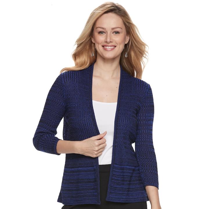 Women's Apt. 9&reg; Ribbed Peplum Cardigan, Size: Large, Blue