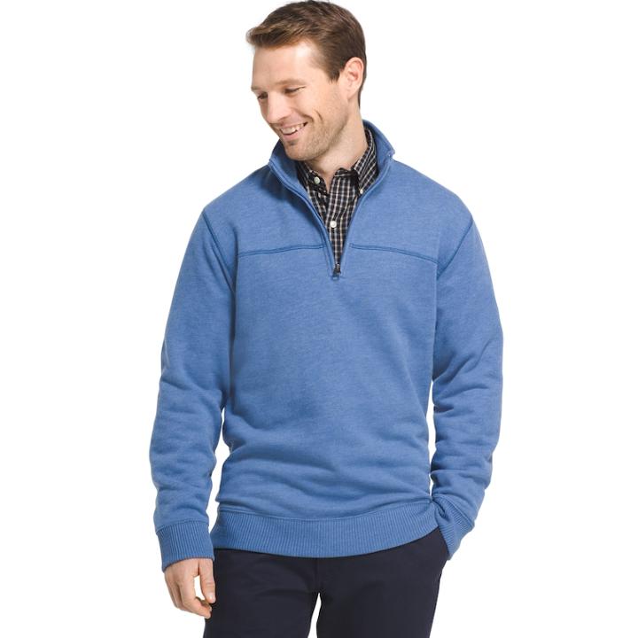 Men's Arrow Classic-fit Sueded Fleece Quarter-zip Pullover, Size: Xl, Blue (navy)