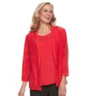 Petite Alfred Dunner Studio 2-piece Mesh Lace Cardigan & Cami Set, Women's, Size: M Petite, Red
