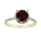 10k Gold Garnet And Diamond Accent Frame Ring, Women's, Size: 6, Red