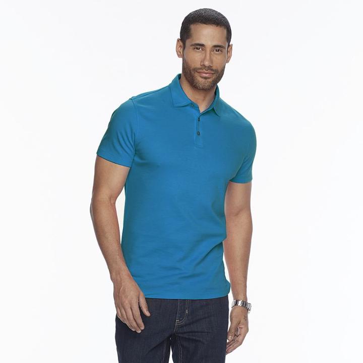 Men's Apt. 9&reg; Modern-fit Solid Polo, Size: Small, Blue (navy)