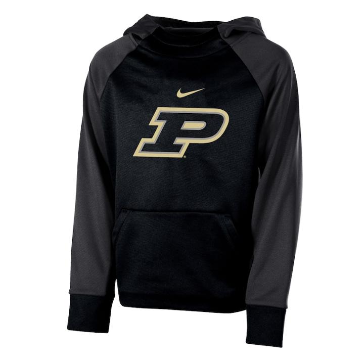 Boys 8-20 Nike Purdue Boilermakers Therma-fit Colorblock Hoodie, Size: S 8, Black