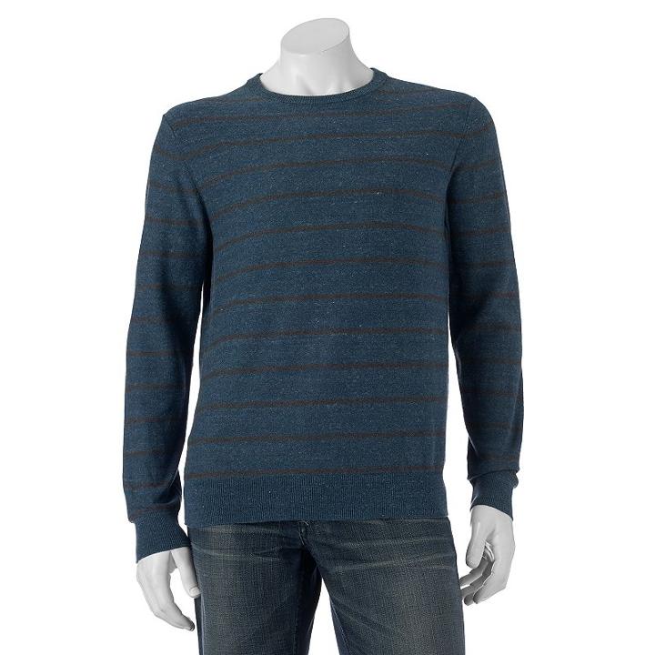 Men's Sonoma Goods For Life&trade; Striped Crewneck Sweater, Size: Xxl, Dark Blue