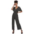 Juniors' Speechless Flutter Sleeve Striped Jumpsuit, Teens, Size: Xl, Grey (charcoal)