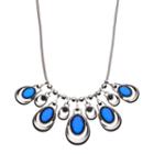 Blue Oval Stone Mesh Statement Necklace, Women's