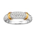 Cubic Zirconia Sterling Silver Two Tone Twist Ring, Women's, Size: 7, White