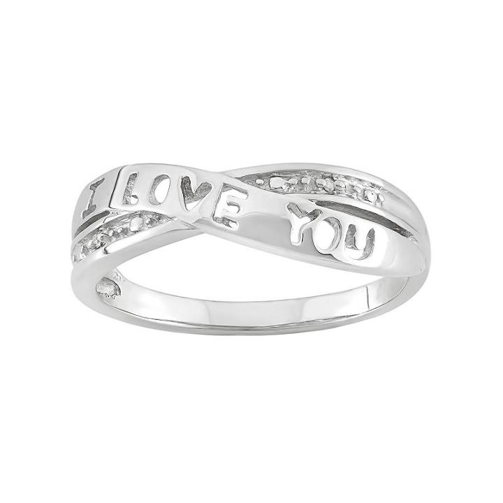 Diamond Accent Sterling Silver I Love You Crisscross Ring, Women's, Size: 7, White
