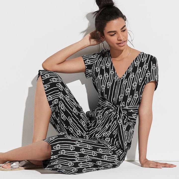 K/lab Print Cropped Wide-leg Jumpsuit, Teens, Size: Small, Black