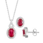 Sterling Silver Lab-created Ruby & Lab-created White Sapphire Pendant & Earring Set, Women's, Red