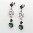 Boston Celtics Silver Tone Crystal Drop Earrings, Women's, Multicolor
