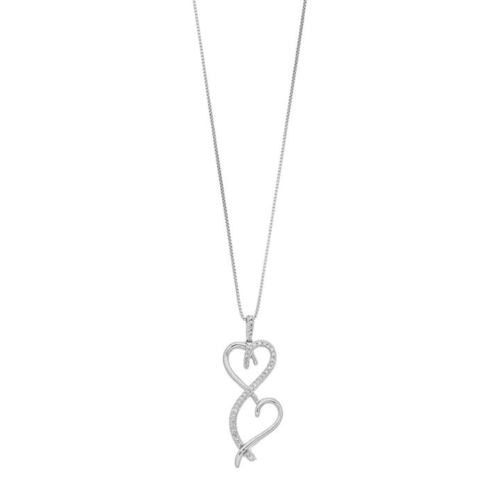 Love Is Forever 1/7 Carat T.w. Diamond Sterling Silver Double Heart Pendant Necklace, Women's, Size: 18