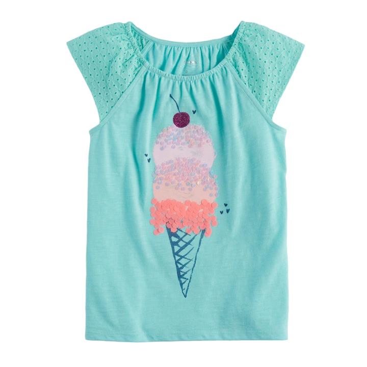 Girls 4-12 Sonoma Goods For Life&trade; Eyelet Sleeve Top, Size: 12, Light Blue