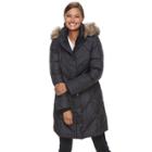Women's Tower By London Fog Quilted Faux-fur Trim Coat, Size: Xl, Blue (navy)