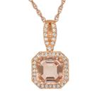 14k Rose Gold Over Silver Simulated Morganite And Lab-created White Sapphire Octagonal Halo Pendant, Women's, Size: 18, Pink