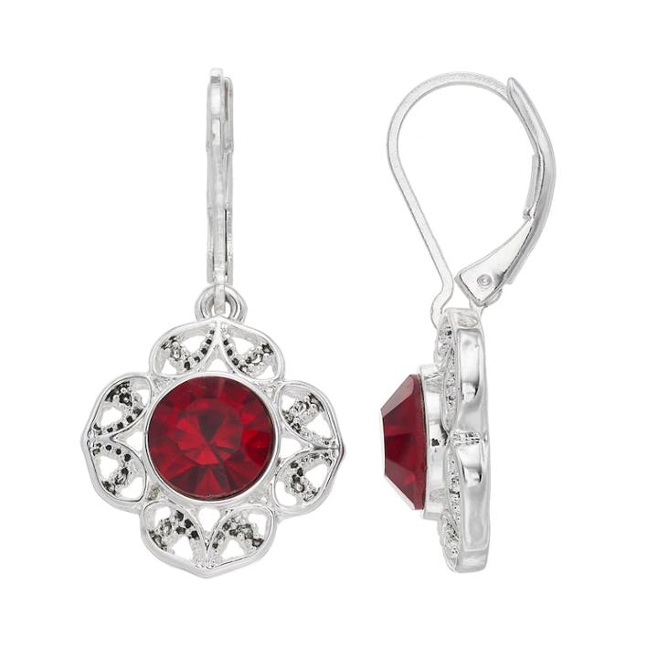 Napier Silver Plated Glass Stone Drop Earrings, Women's, Red