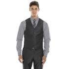 Men's Savile Row Modern-fit Charcoal Sharkskin Suit Vest, Size: Small, Dark Grey