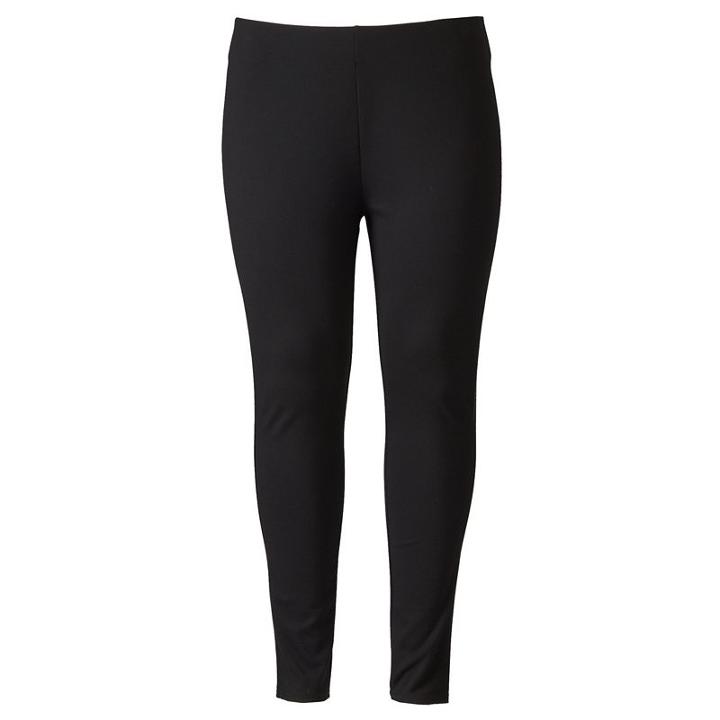Plus Size Simply Vera Vera Wang Faux-leather Trim Ponte Leggings, Women's, Size: 22w Short, Black