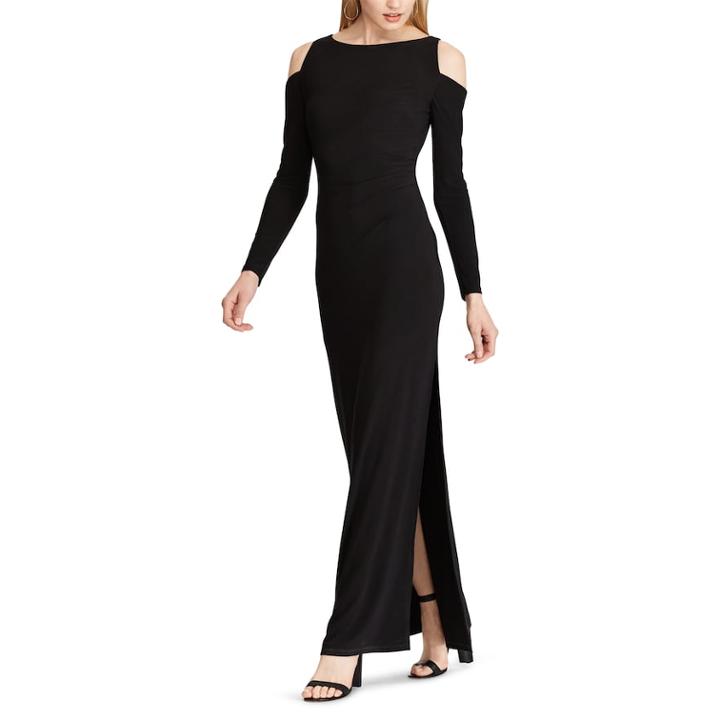 Women's Chaps Cold-shoulder Full Length Dress, Size: 8, Black