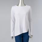 Women's Simply Vera Vera Wang Ribbed Asymmetrical Top, Size: Small, White