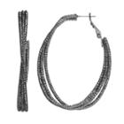 Apt. 9&reg; Textured Crisscross Oval Hoop Earrings, Women's, Black