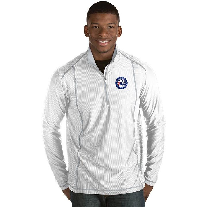 Men's Antigua Philadelphia 76ers Tempo Quarter-zip Pullover, Size: Medium, White
