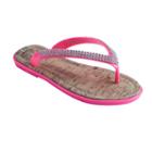 Girls 4-16 Rhinestone Cork Flip Flops, Girl's, Size: 1/2, Med Pink