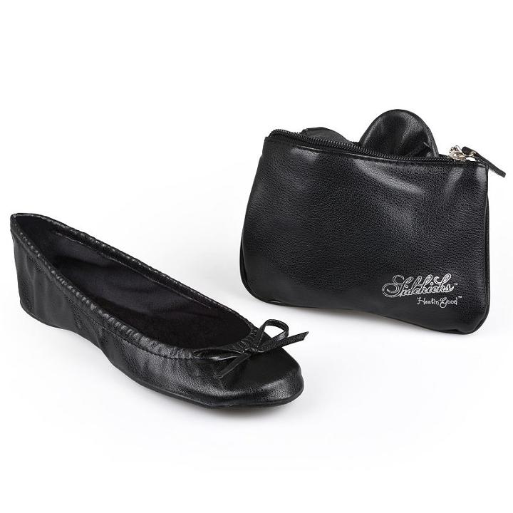 Sidekicks Side Women's Foldable Ballet Flats, Girl's, Size: 5-6, Black