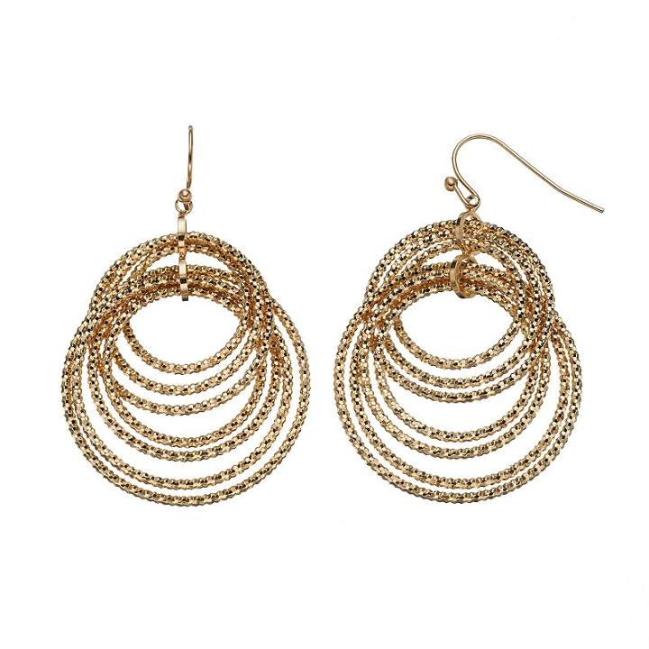 Textured Hoop Drop Earrings, Women's, Drk Yellow