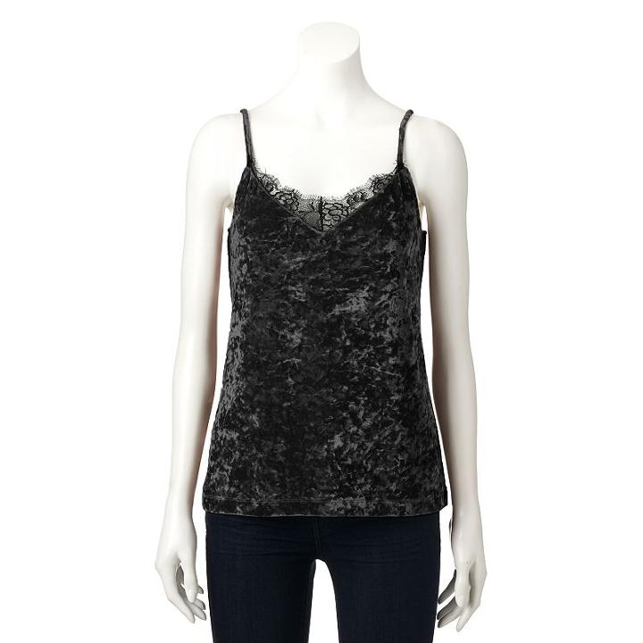 Women's Jennifer Lopez Crushed Velvet Cami, Size: Medium, Black