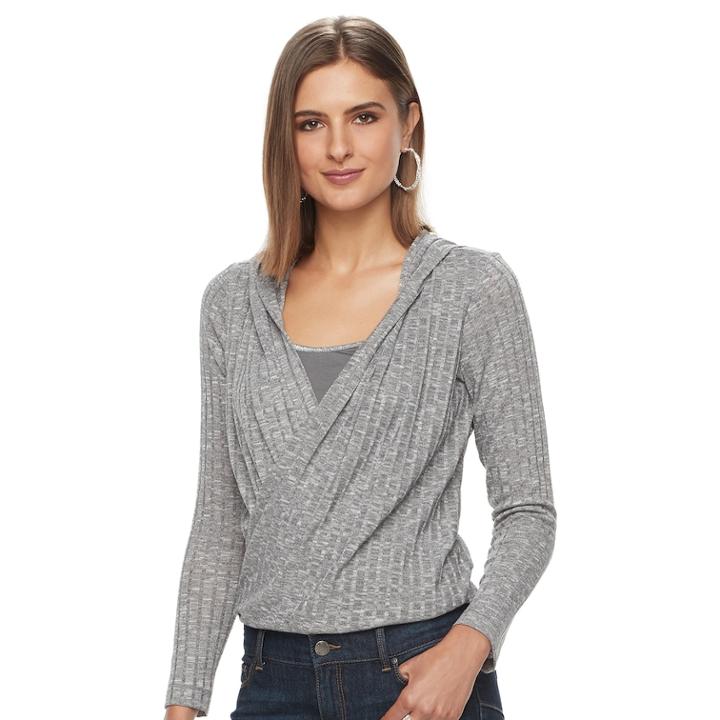 Women's Juicy Couture Faux-wrap Hooded Top, Size: Small, Brt Pink