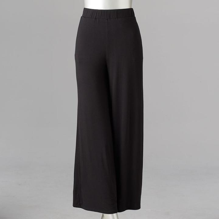 Women's Simply Vera Vera Wang Simply Separates Wide-leg Crop Pants, Size: Xl, Black