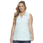Plus Size Croft & Barrow&reg; Johnny Collar Tank, Women's, Size: 1xl, Turquoise/blue (turq/aqua)