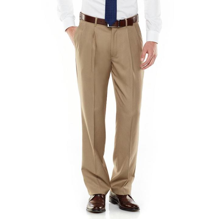 Men's Axist Ultra Series Fancy Straight-fit Solid No-iron Performance Pleated Dress Pants, Size: 34x30, Grey