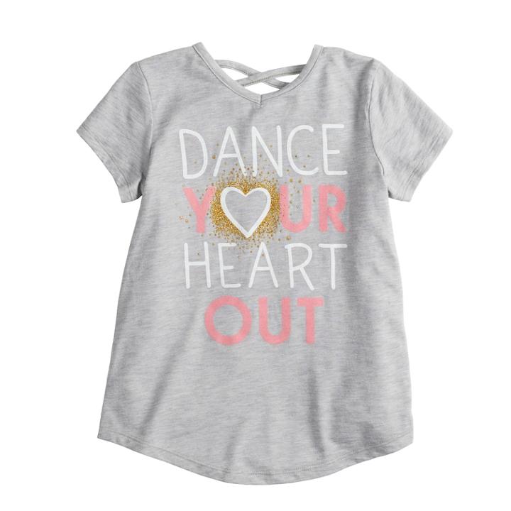 Girls 4-10 Jumping Beans&reg; Dance Your Heart Out Glittery Graphic Tee, Size: 6x, Med Grey