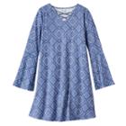 Girls 7-16 Mudd&reg; Faux Lace-up Front Bell Sleeve Patterned Dress, Girl's, Size: Xxl/16, Blue (navy)
