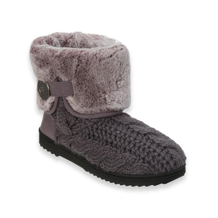 Women's Dearfoams Cable Knit Boot With Plush Cuff, Size: Xl, Grey Other