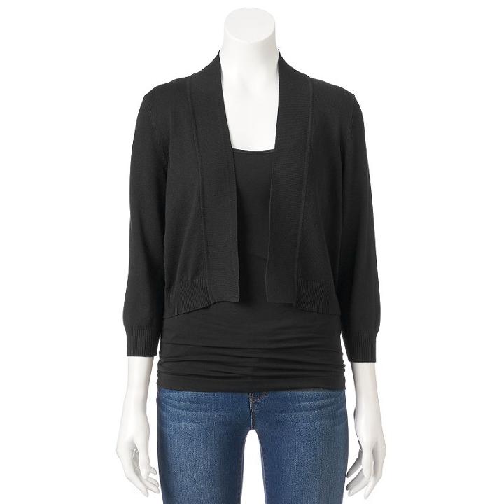 Women's Ronni Nicole Solid Shrug Cardigan, Size: Small, Black