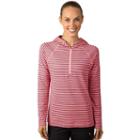 Women's Jockey Sport Quarter-zip Striped Base-layer Hoodie, Size: Medium, Orange Oth