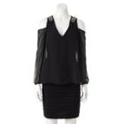 Women's Scarlett Cold-shoulder Popover Sheath Dress, Size: 8, Black