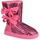 Journee K-bow Girls' Sequined Bow Boots, Size: 3, Pink