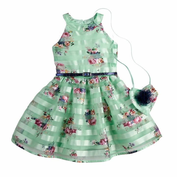 Girls 4-6x Knitworks Halter Skater Dress & Purse Set, Size: 6, Green