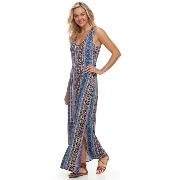 Juniors' Pink Republic Side-slit Maxi Dress, Teens, Size: Small, Blue