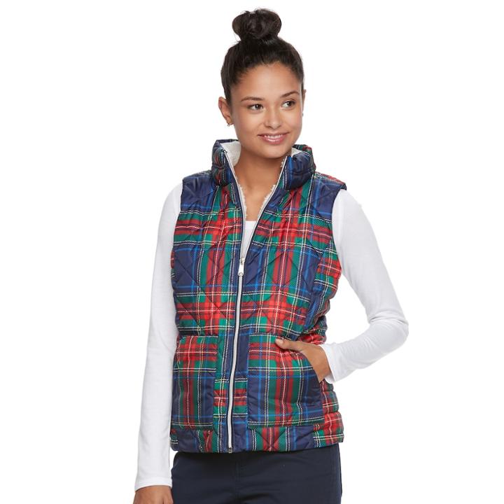 Juniors' So&reg; Sherpa Lined Puffer Vest, Teens, Size: Xl, Blue