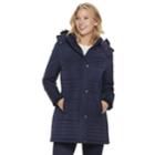 Women's Weathercast Hooded Heavyweight Anorak Quilted Jacket, Size: Medium, Grey