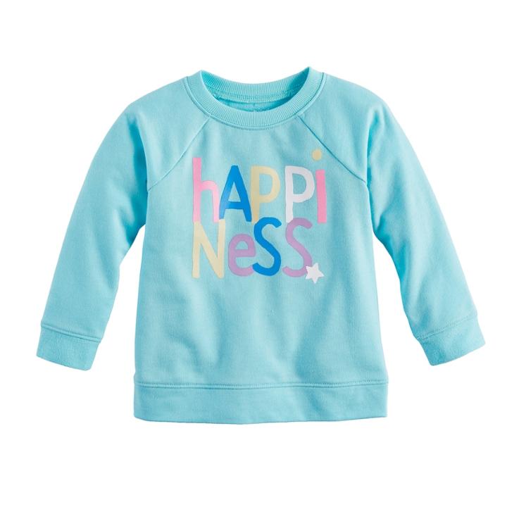 Baby Girl Jumping Beans&reg; Happiness Crew Pullover Top, Size: 9 Months, Turquoise/blue (turq/aqua)