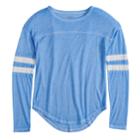 Girls 7-16 So&reg; Striped Varsity Tee, Size: 10, Light Blue