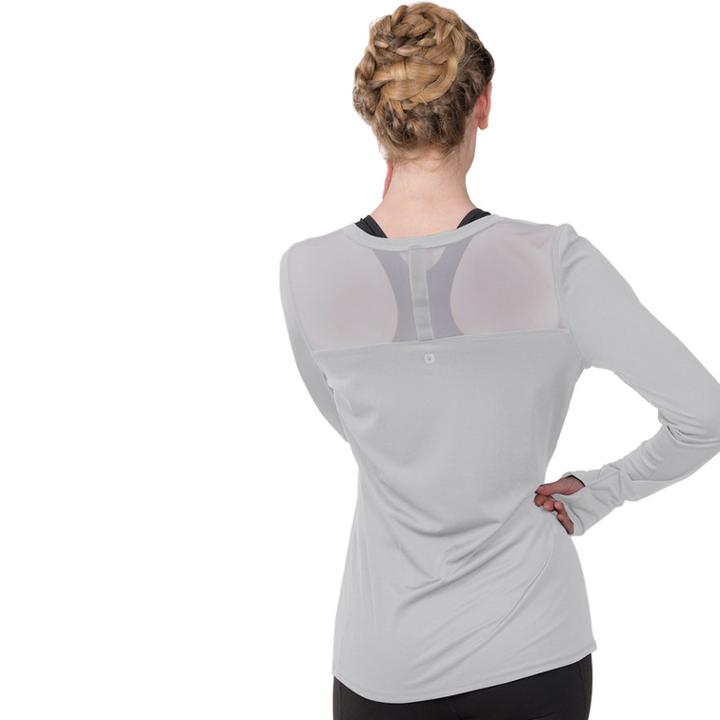 Women's Soybu Endurance Peek-a-boo Racerback Long Sleeve Tee, Size: Medium, Silver