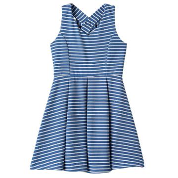 Girls Plus Size Lilt Striped Skater Dress, Size: 16 1/2, Med Blue