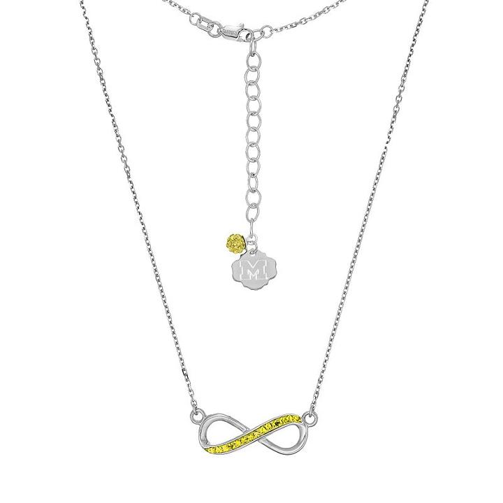 Michigan Wolverines Sterling Silver Crystal Infinity Necklace, Women's, Size: 18, Yellow