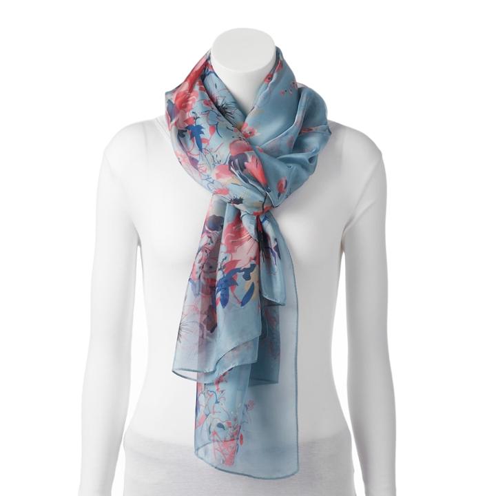 Apt. 9&reg; Hibiscus Oversized Oblong Scarf, Women's, White